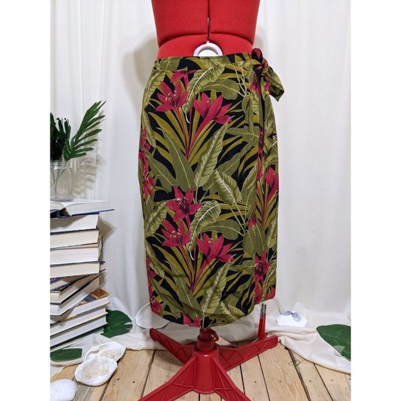 INTRIGING THREADS Floral Knee-Length Wrap Skirt With Attached Sash, Size 6 - Picture 1 of 8
